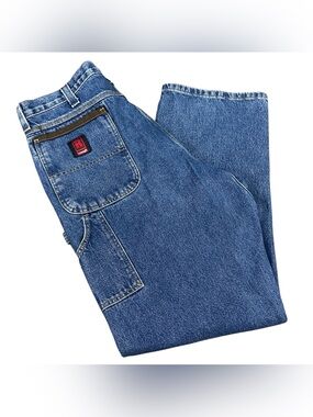 Vintage Wrangler Riggs Workwear Durashield Carpenter Jeans 38x32 Made in Mexico